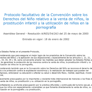 Protocolo relativo a la venta de niños, la prostitución infantil y la utilización en la pornografía