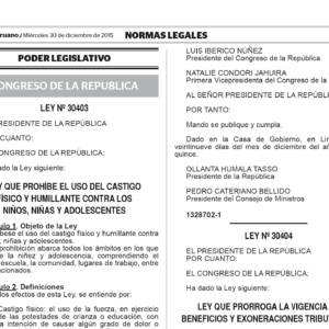 Ley que prohíbe el uso del castigo físico y humillante contra niñas, niños y adolescentes