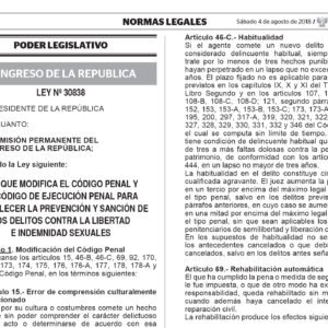 Ley que modifica el Código Penal para la prevención y sanción de los delitos contra la libertad sexual