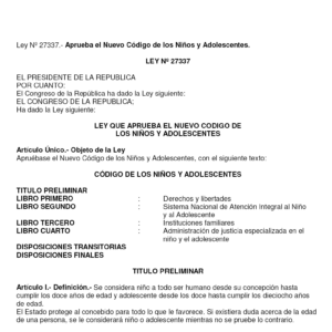 Nuevo Código de los Niños y Adolescentes